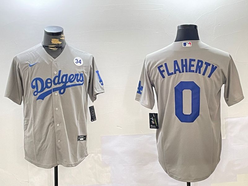 Men Los Angeles Dodgers #0 Flaherty Grey Game 2024 Nike MLB Jersey style 11201->los angeles dodgers->MLB Jersey